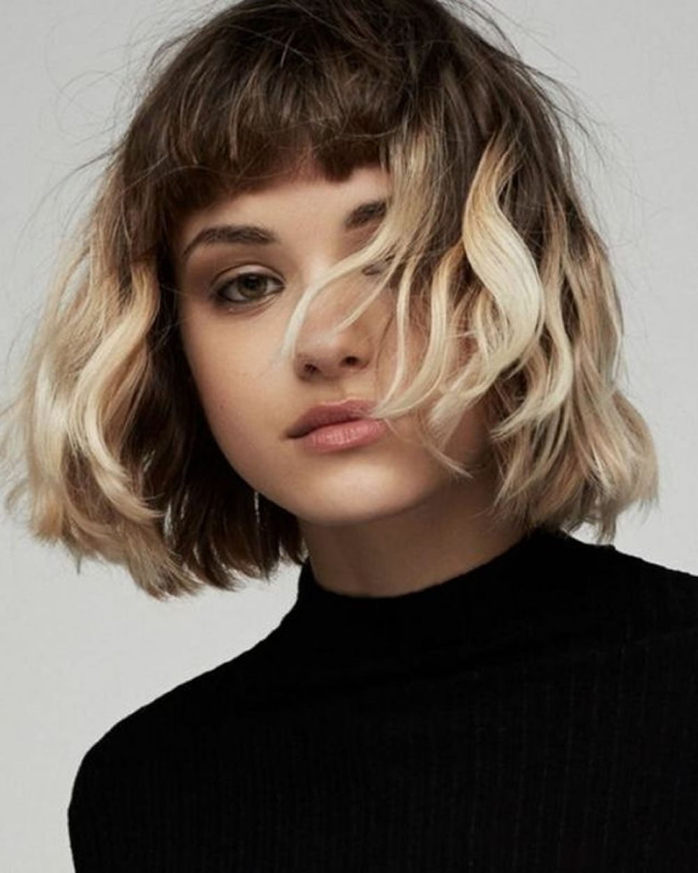 Balayage Asymmetrical Curly Bob Hairstyles -Short Bob Haircuts & Hair Color Ideas 2018