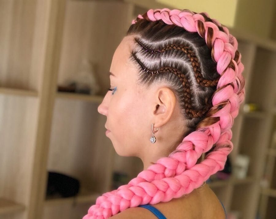 funky feed in braids hairstyle