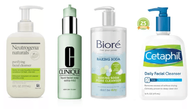 Moisturizing facial cleansers from Neutrogena, Clinique, Biore', Cetaphil