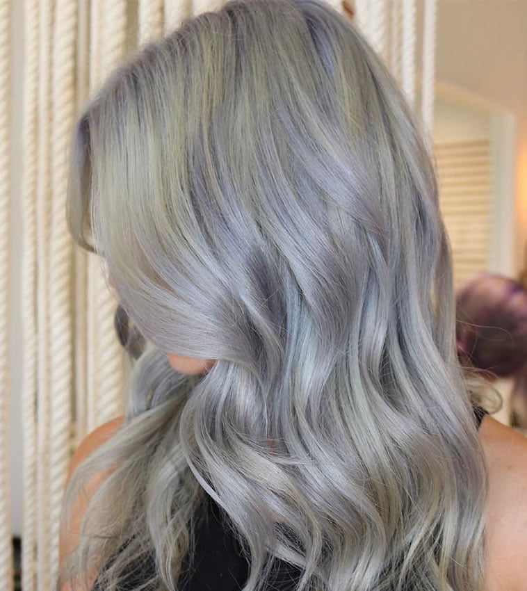 Gray balayage brunette hair