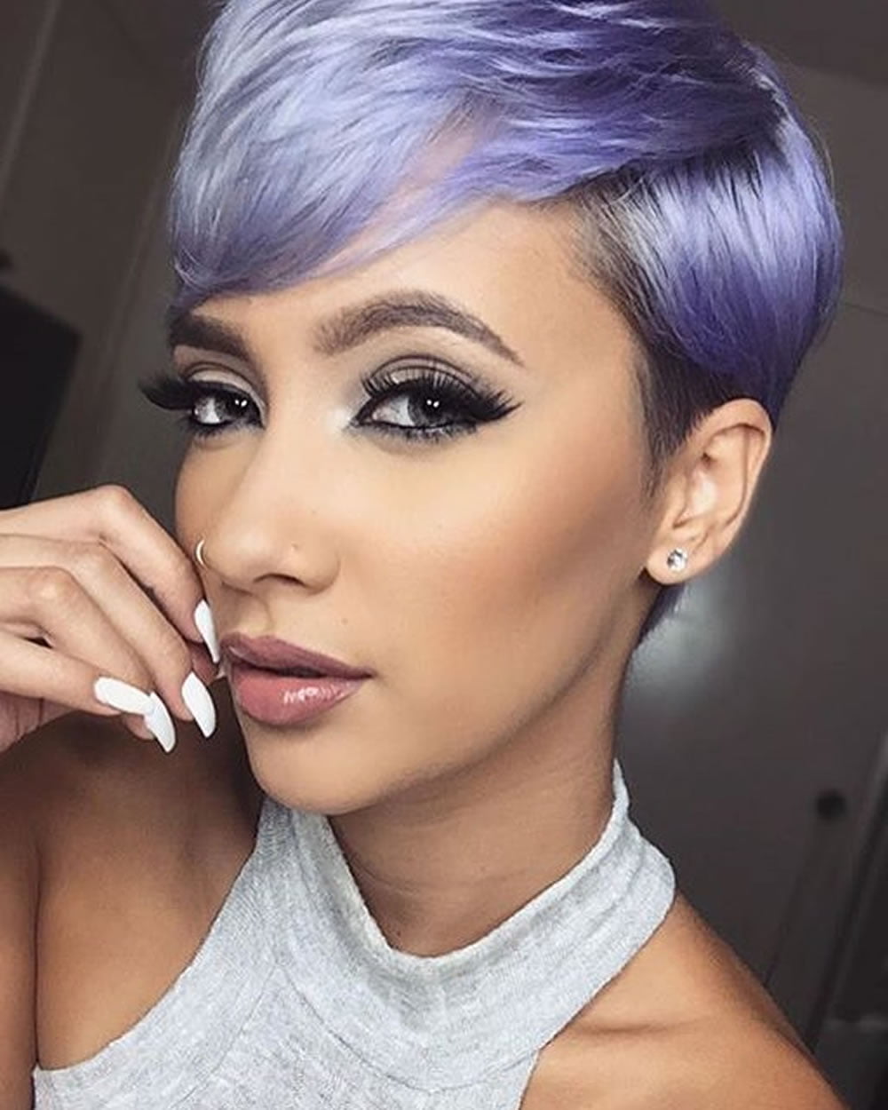 purple short hair