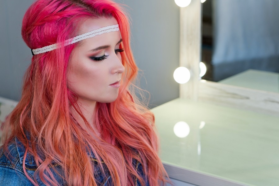 pink ombre boho hair