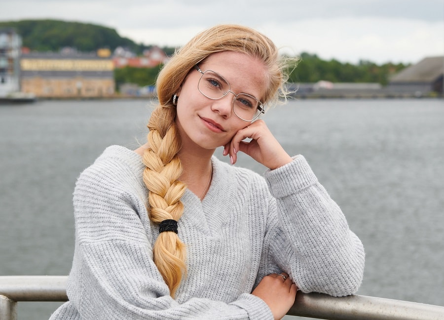 dutch braid with thick blonde hair