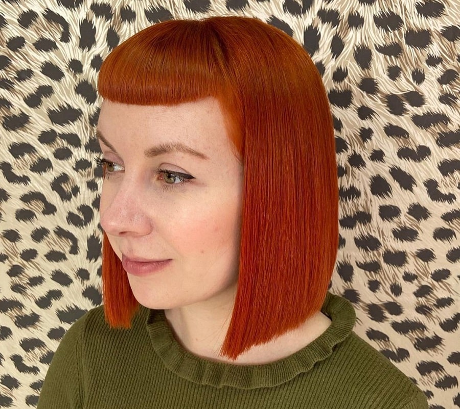 copper bob with short fringe