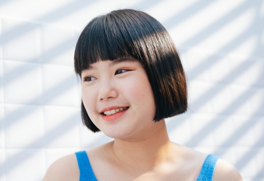 Asian blunt bob with bangs