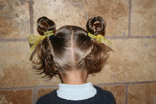 Back view of the Easter Hairstyles: Bunny-Ear Pigtails