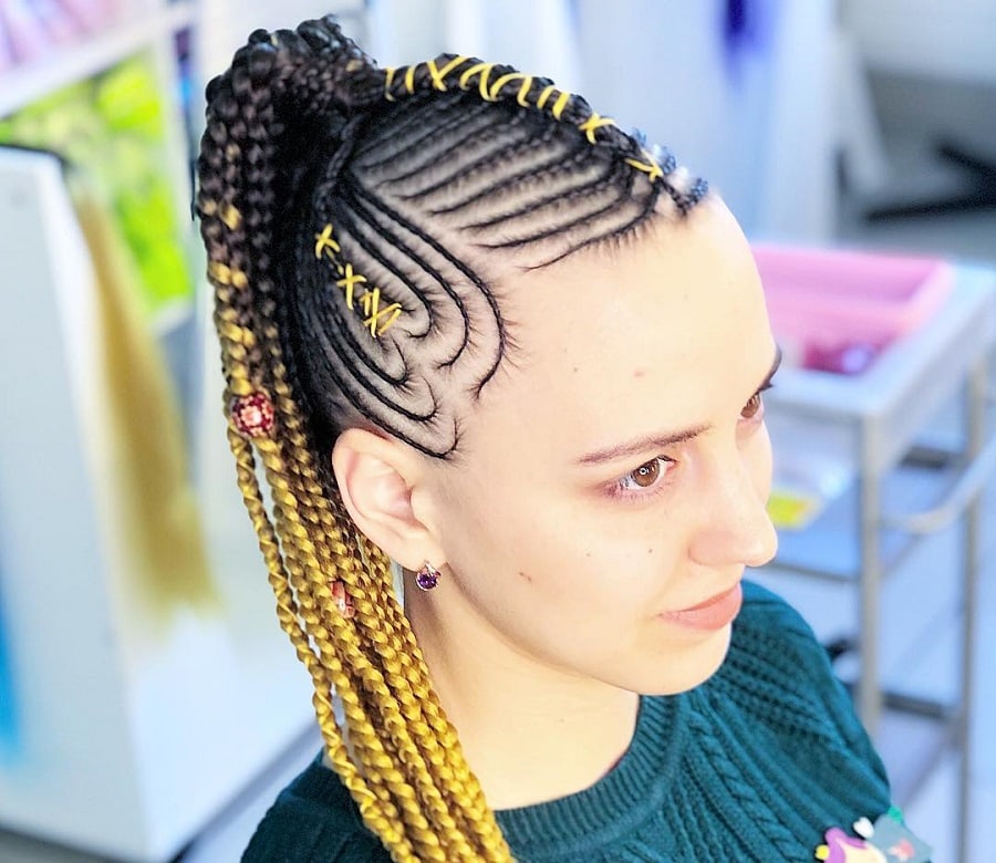 ponytail with feed in braids