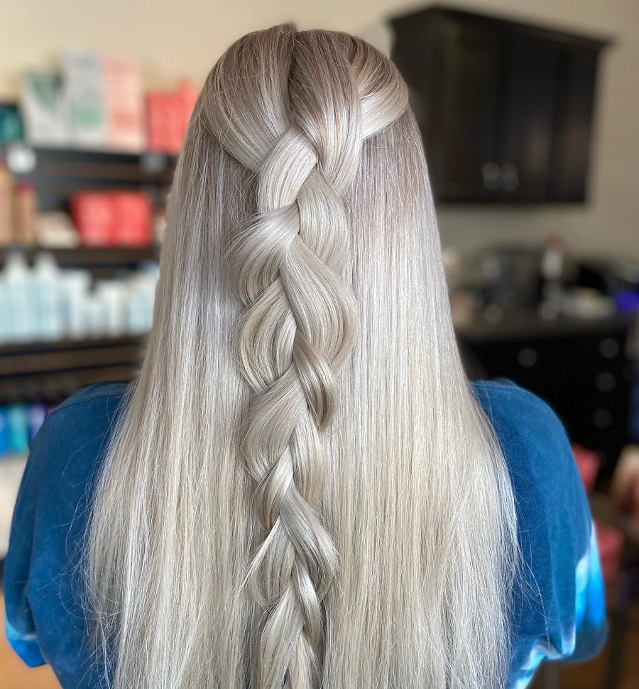 white blonde braided hair