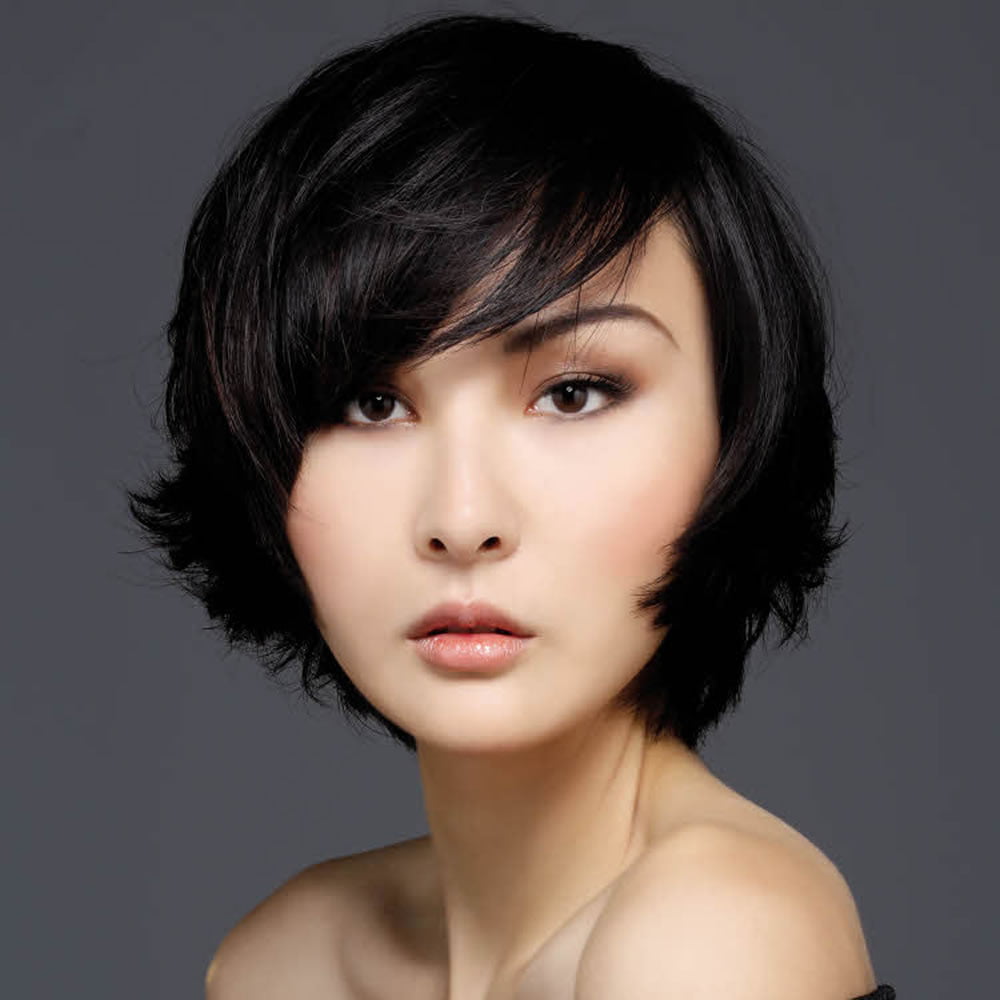 short bob style asian women