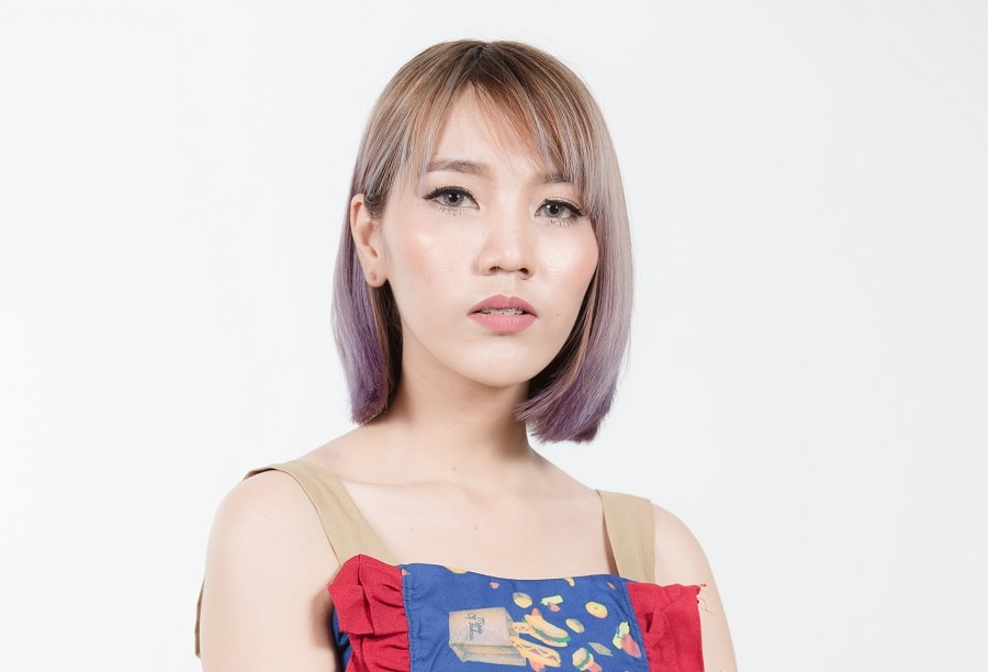 pastel purple bob for Asian women