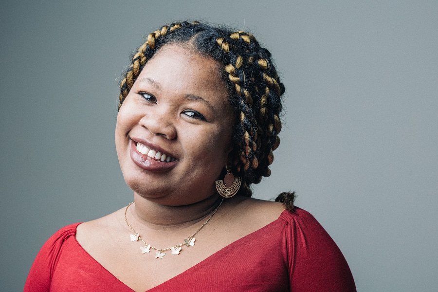 black woman with individual braids