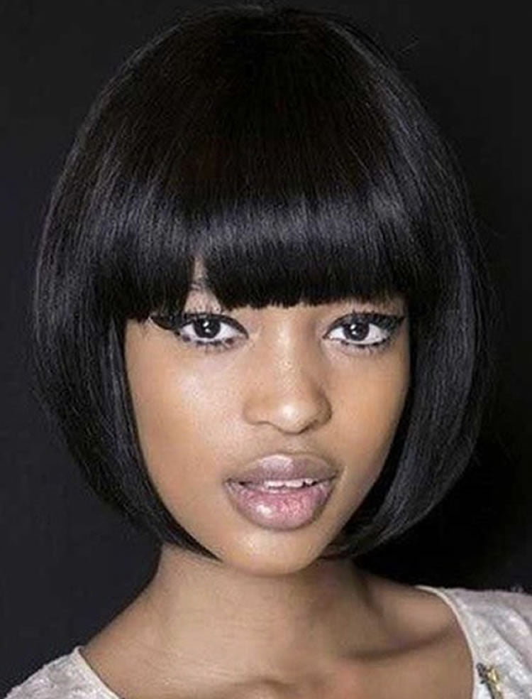 Dashing bob haircuts with bang 2017 for black women