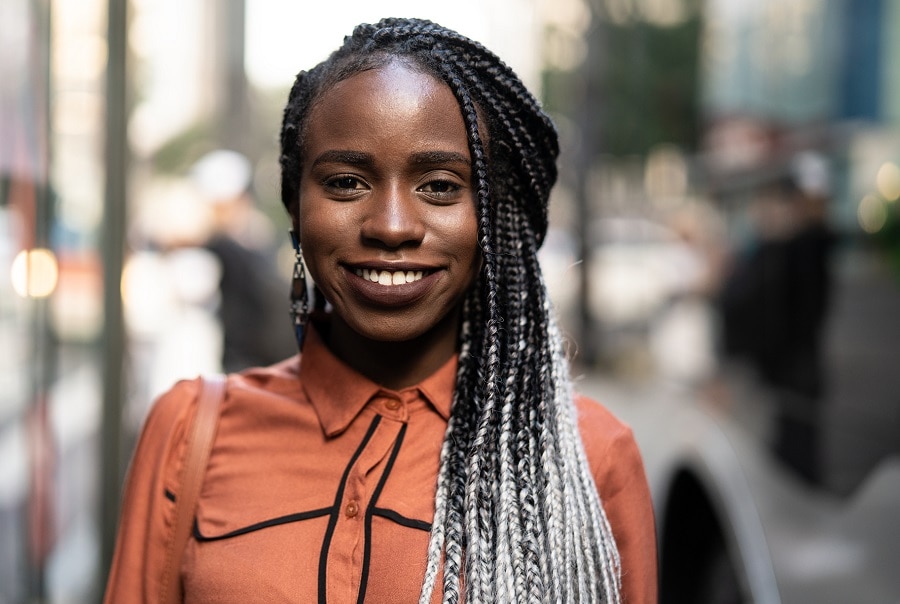 black woman with individual braids