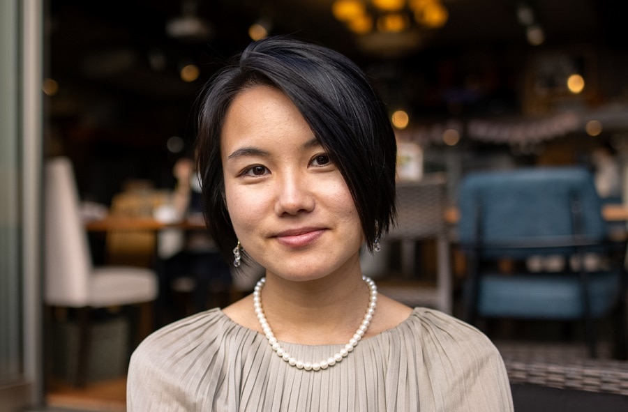 Asian woman with graduated bob cut