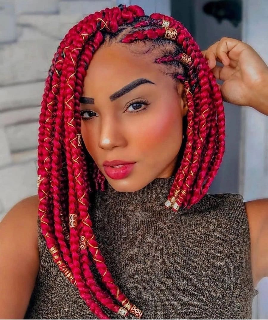 red bob braid hairstyle