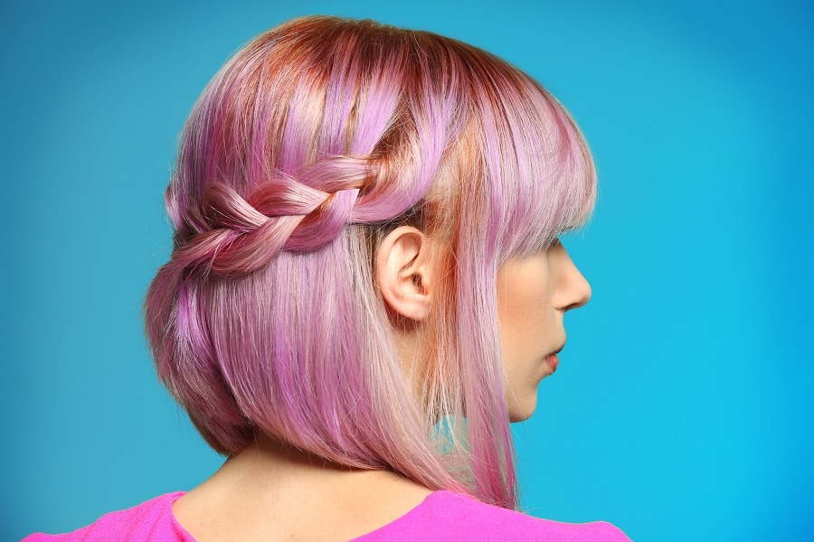 long pink hair with braids