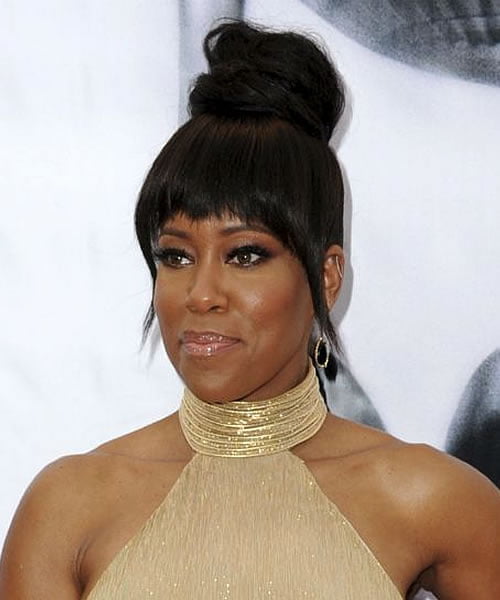 bun hairstyles with bangs for black women over 40