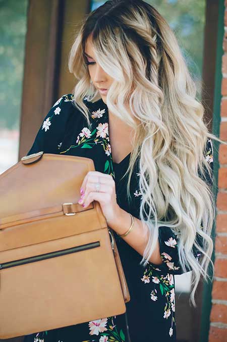 Blonde Dark Roots Blonde Balayage Highlights On Dark Hair, Beach Waves, 