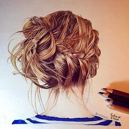 Pin, Up, Drawings, Girls, Fishtail, Low, Updo, Bun