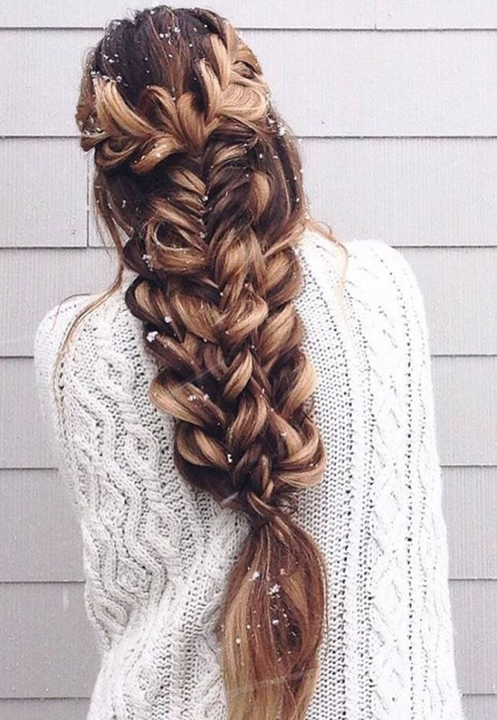 Fishtail braided long hair 2019