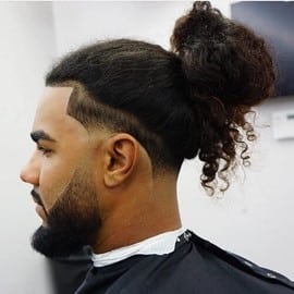 Full Man Bun with Slight Fade