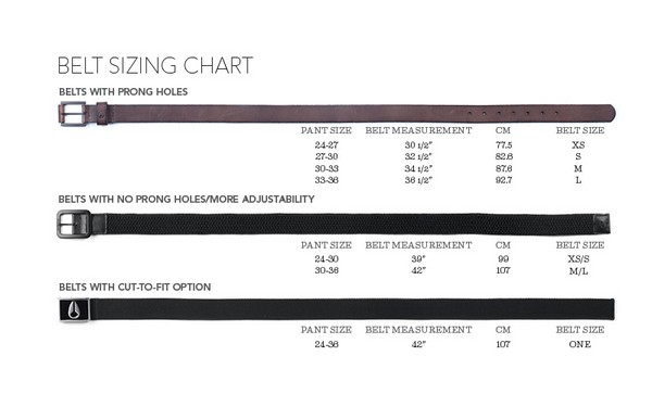 Belt Sizing Chart