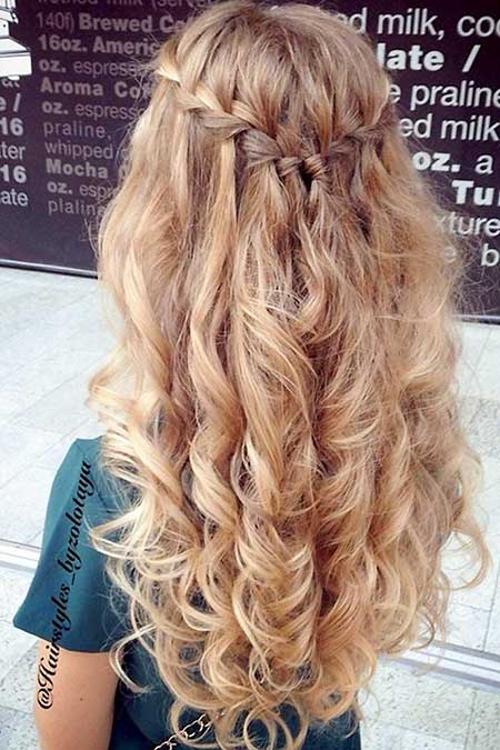 Long, Graduation, Fancy, Prom, Waterfall, Curls, Wedding