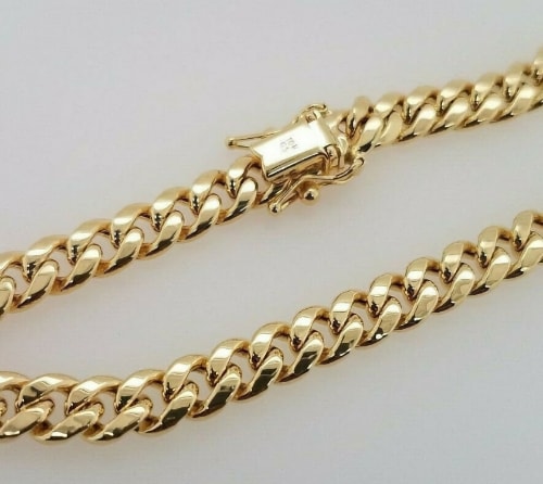 10k yellow cuban link bracelet for men