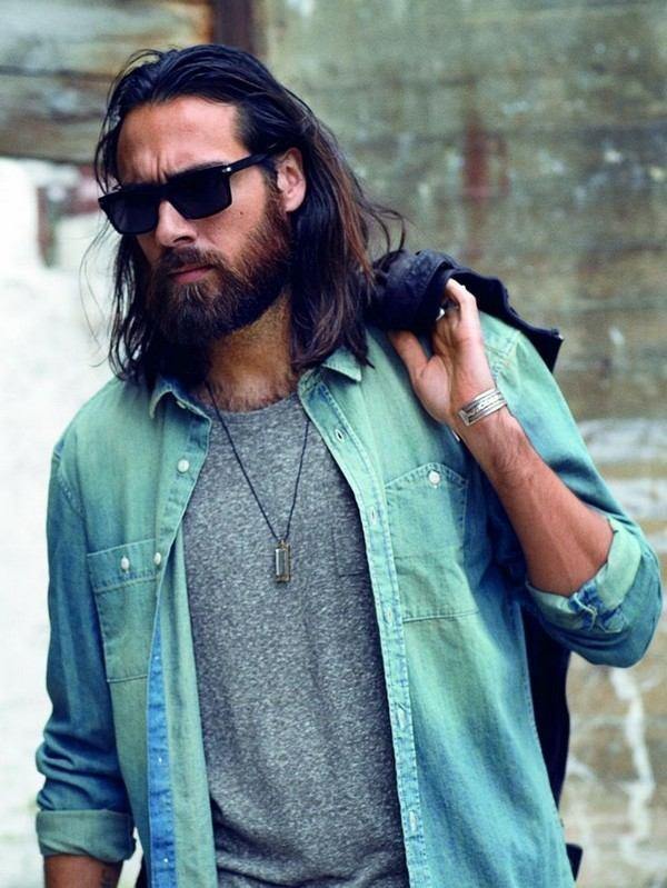 long hairstyle with beard