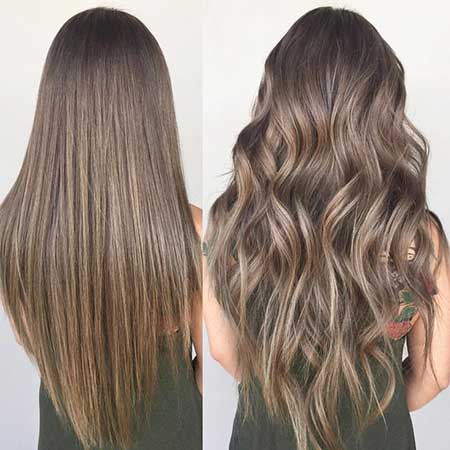 Cool Ash Blonde Blonde Ighlights On Brown Air Straight, Balayage, Ombre