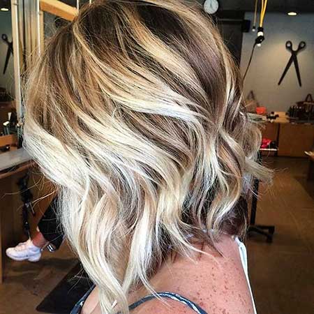 Platinum Highlights Brown Bob with Blonde Highlights, Balayage, 