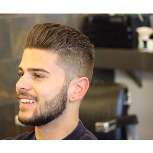 backcombed hairstyle with beard