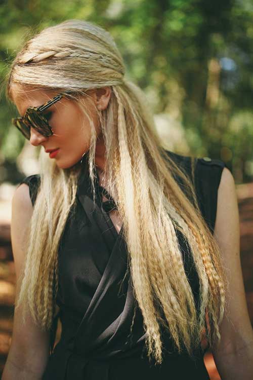 Crimping Iron Long Hair with Braids