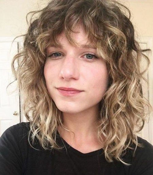 Short Layered Curly Hair With Bangs