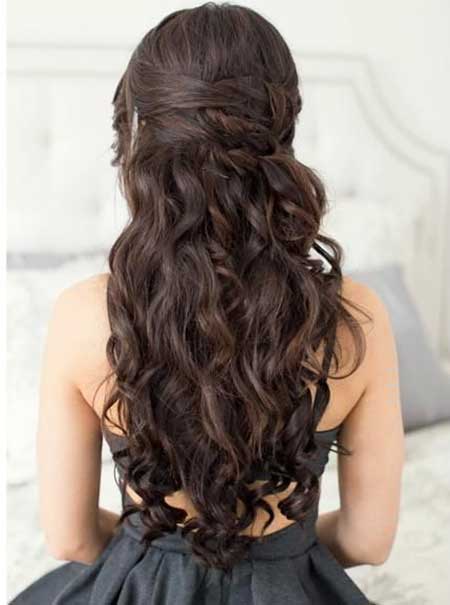 Dark, Brown, Prom, Long, Wedding, Curls, Waterfall