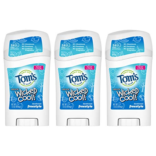 Tom's of Maine Aluminum-Free Wicked Cool! Natural Deodorant for Kids, Freestyle, 1.6 oz. 3-Pack...