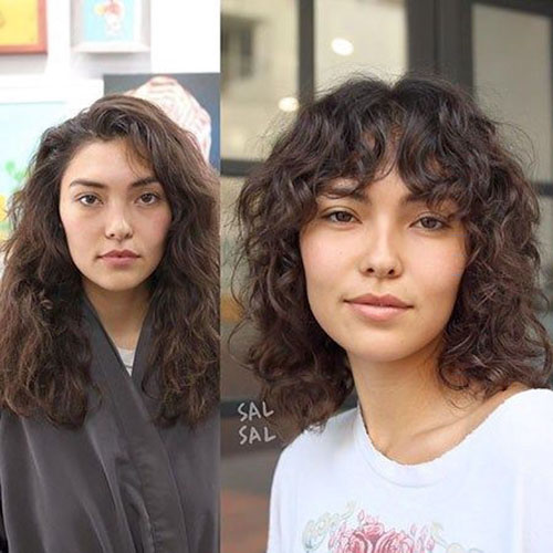 Short Layered Curly Hair With Bangs