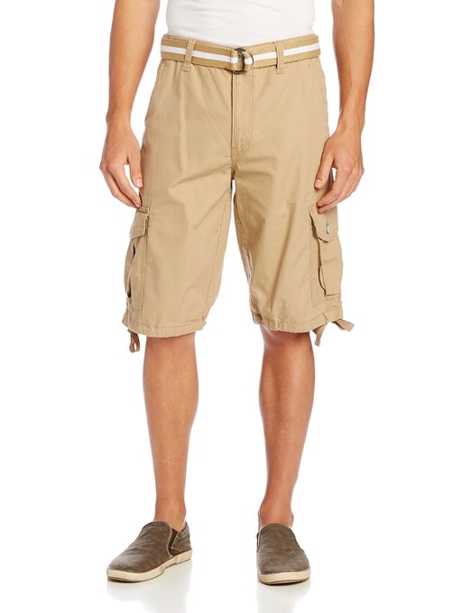 Southpole Mens Belted Ripstop Cargo Shorts