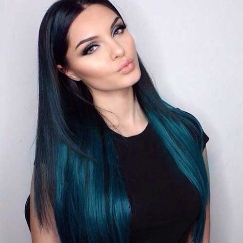 Black and Teal Ombre Hairstyles