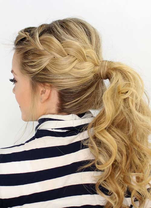 French Side Braid Into Ponytail