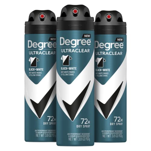 Degree Men MotionSense Antiperspirant Deodorant Dry Spray, UltraClear Black+White, 3.8 Oz, Pack of 3