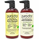 PURA D'OR Biotin Original Gold Label Anti-Thinning (16oz x 2) Shampoo & Conditioner Set, Clinically Tested Effective Solution w/ Herbal DHT Ingredients, All Hair Types, Men & Women (Packaging Varies)