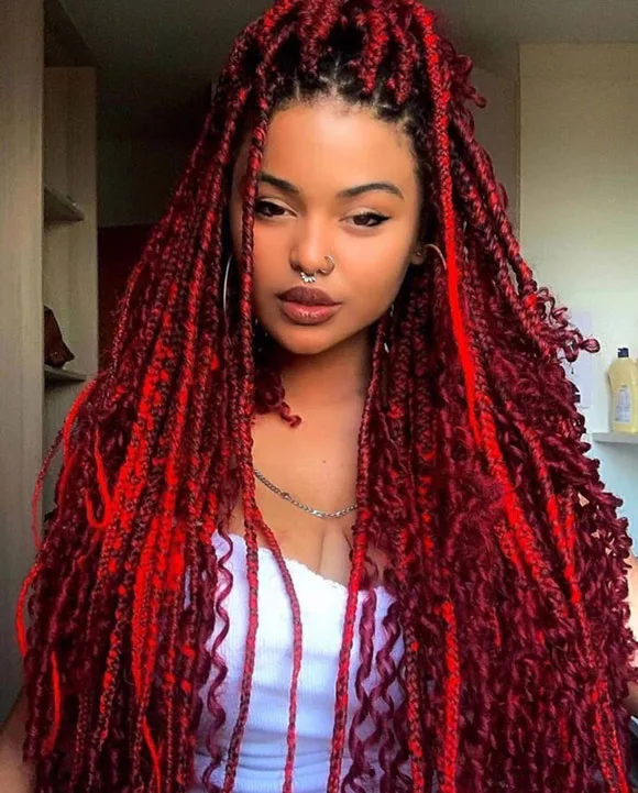 Messy red box braid