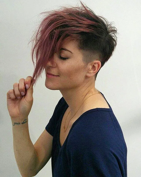 Chin Length Distressed Pixie with Low Fade