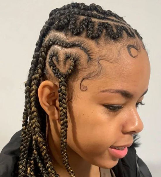 Zigzag Braids With Heart Shaped Part