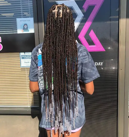 Long Box Braids with Beads