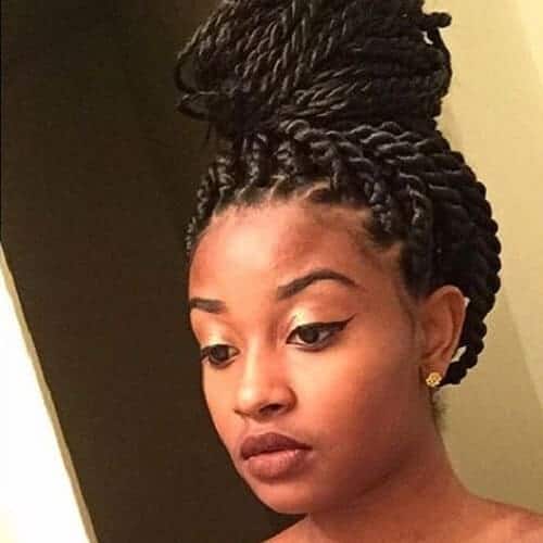 Senegalese Twisted High Bun