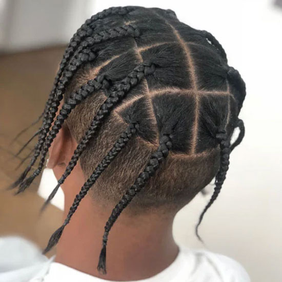 High Fade Straight Hair Box Braids