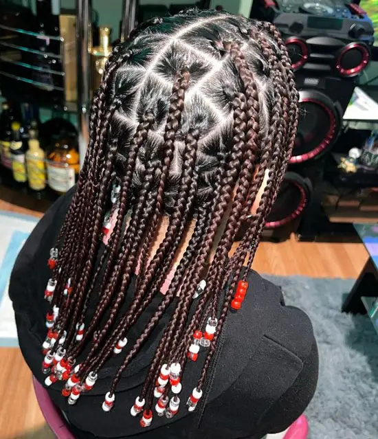 Medium Hair Box Braids with-Beads