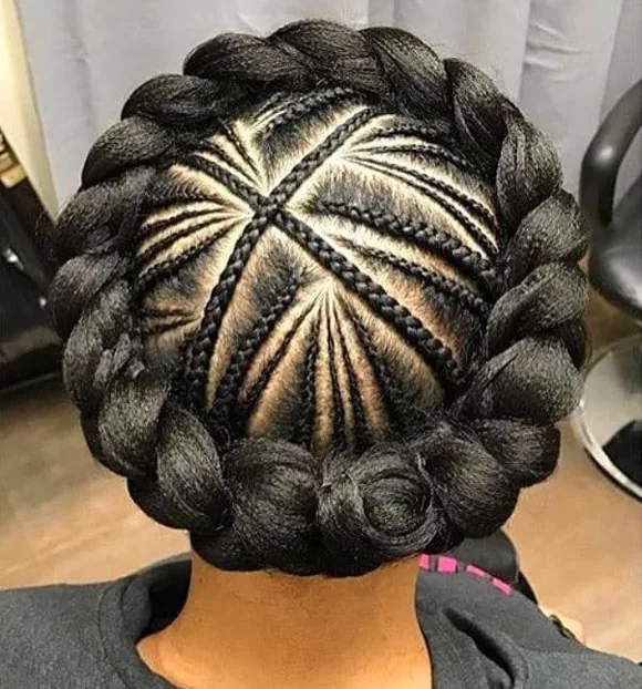 Cornrow crown braids